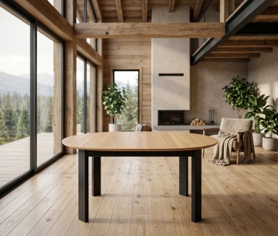 Table fixe - LOFT FER RONDE- bois de chêne massif